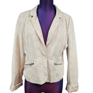 Charlotte Russe Cream & Black Polka Dot Short Blazer Size Large Juniors L73